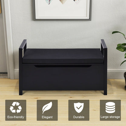 34.5 ×15.5 ×19.5 Inch Shoe Storage Bench with Cushion Seat for Entryway, Black - Gallery Canada