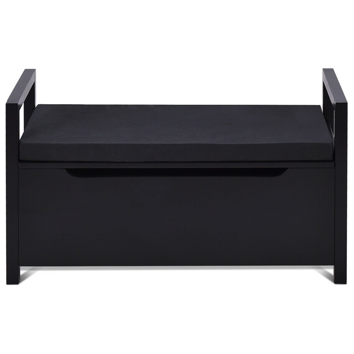 34.5 ×15.5 ×19.5 Inch Shoe Storage Bench with Cushion Seat for Entryway, Black Shoe Racks & Storage Benches   at Gallery Canada