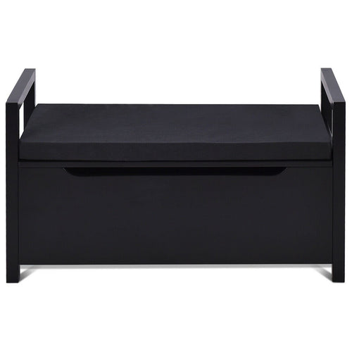 34.5 ×15.5 ×19.5 Inch Shoe Storage Bench with Cushion Seat for Entryway, Black