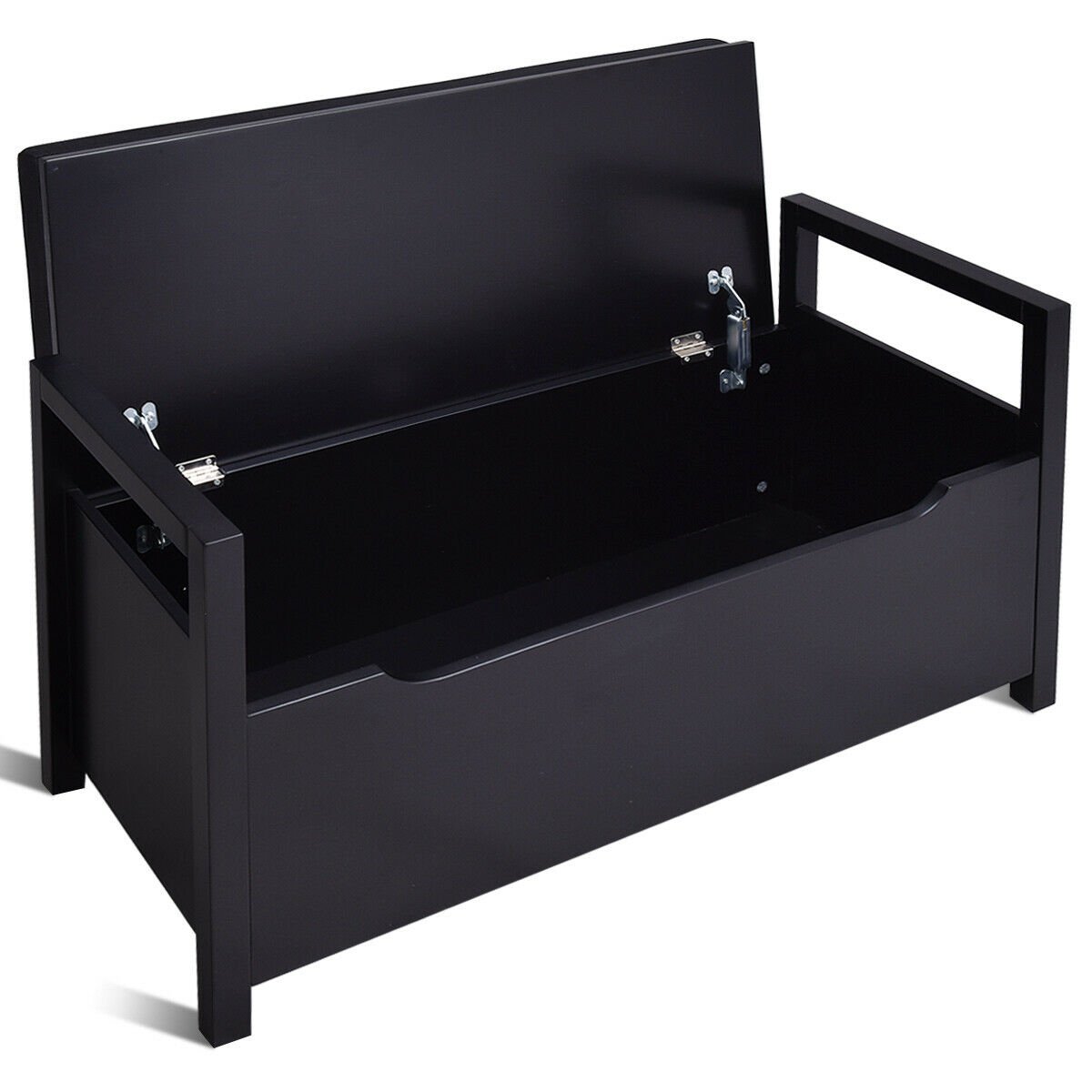 34.5 ×15.5 ×19.5 Inch Shoe Storage Bench with Cushion Seat for Entryway, Black Shoe Racks & Storage Benches   at Gallery Canada