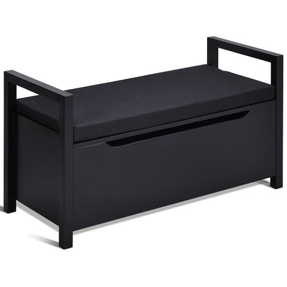34.5 ×15.5 ×19.5 Inch Shoe Storage Bench with Cushion Seat for Entryway, Black - Gallery Canada