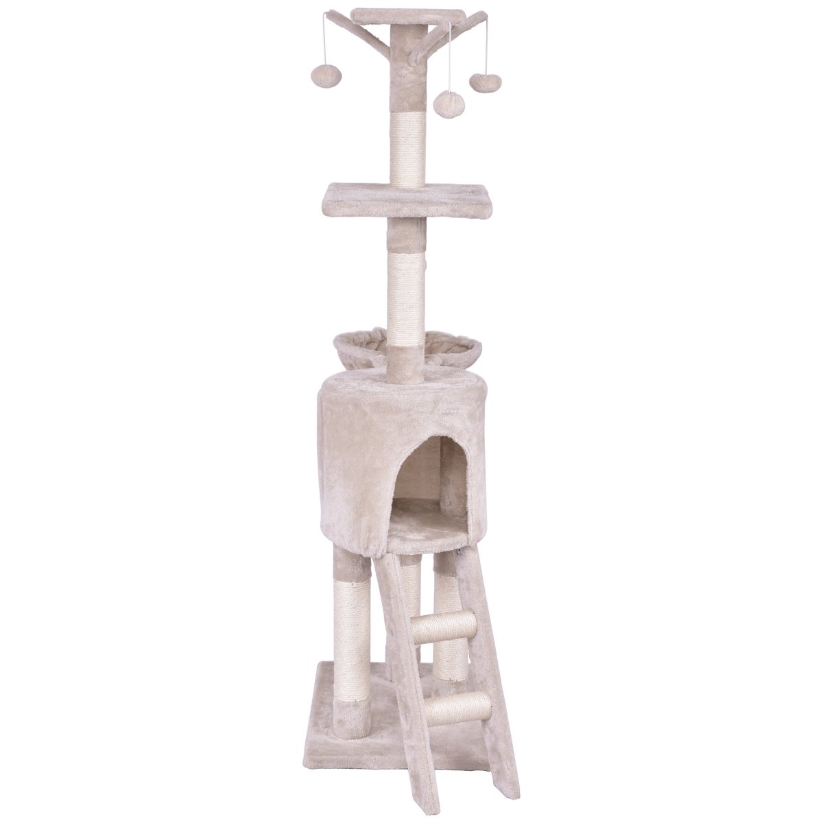 56 Inch Condo Scratching Posts Ladder Cat Play Tree, Beige - Gallery Canada