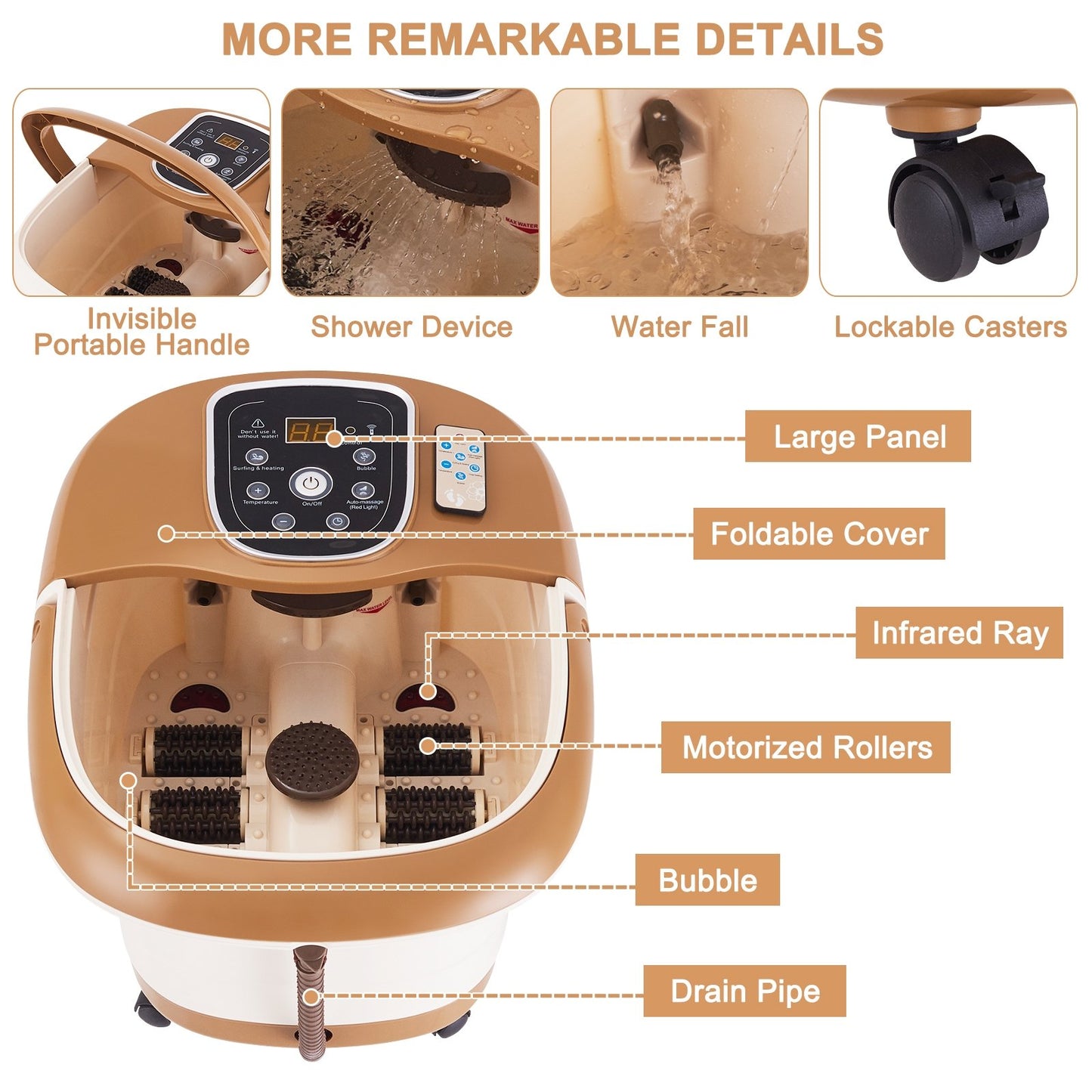 All-in-One Heat Bubble Vibration Foot Spa Massager with 6 Massage Rollers Foot Massager   at Gallery Canada