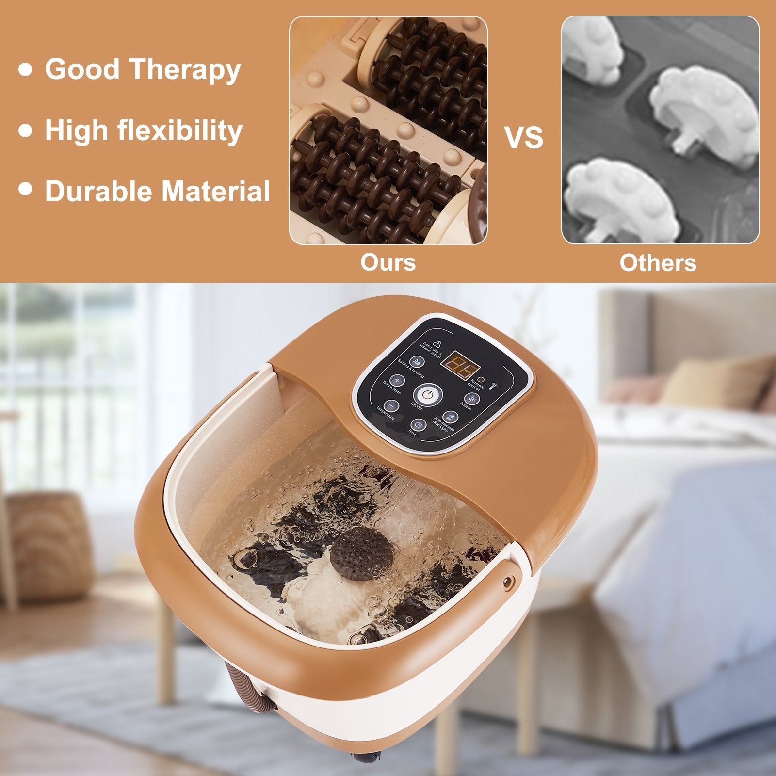 All-in-One Heat Bubble Vibration Foot Spa Massager with 6 Massage Rollers - Gallery Canada