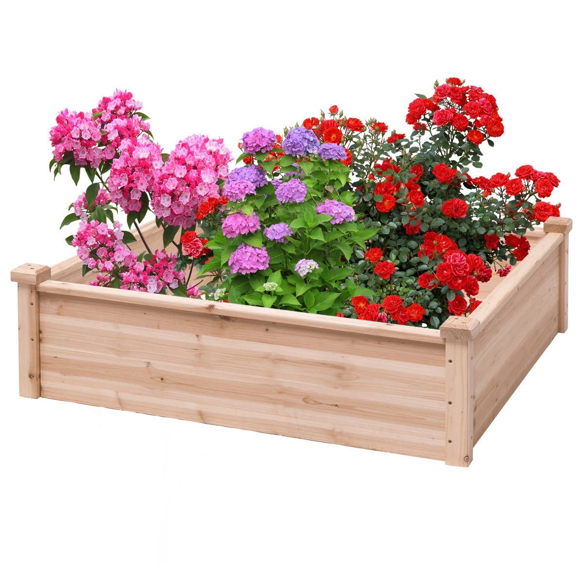 Wooden Square Garden Vegetable Flower Bed, Natural Raised Garden Beds   at Gallery Canada