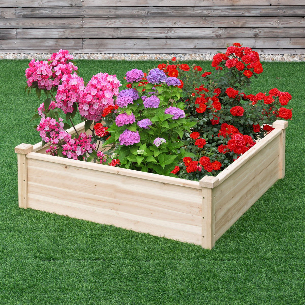 Wooden Square Garden Vegetable Flower Bed, Natural Raised Garden Beds   at Gallery Canada