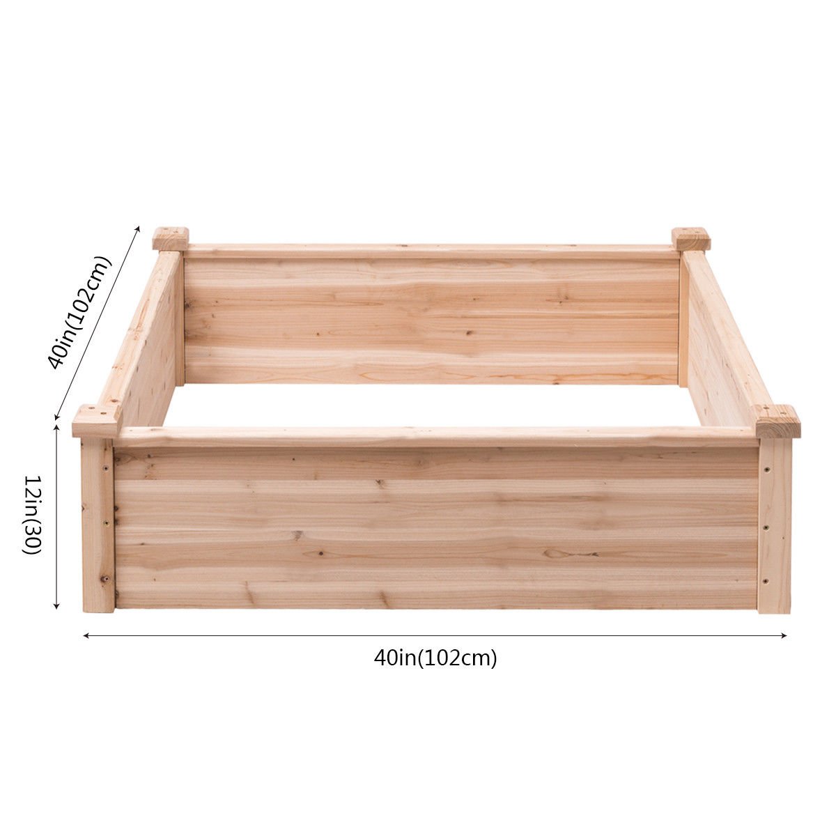 Wooden Square Garden Vegetable Flower Bed, Natural Raised Garden Beds   at Gallery Canada