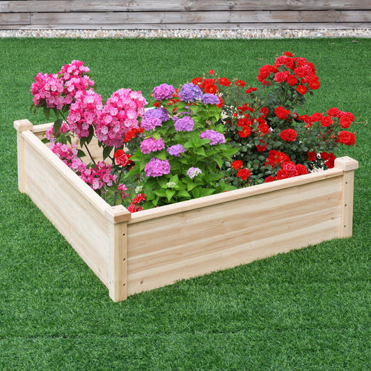 Wooden Square Garden Vegetable Flower Bed, Natural - Gallery Canada