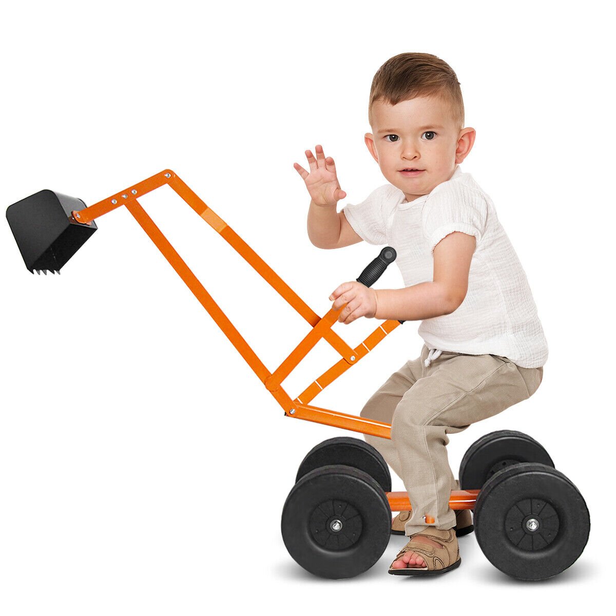 Heavy Duty Kid Ride-on Sand Digger Digging Excavator, Orange Sandboxes   at Gallery Canada