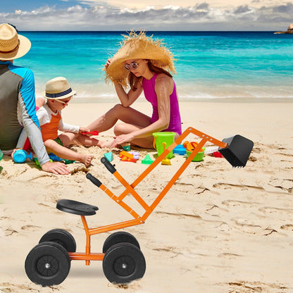 Heavy Duty Kid Ride-on Sand Digger Digging Excavator, Orange Sandboxes   at Gallery Canada