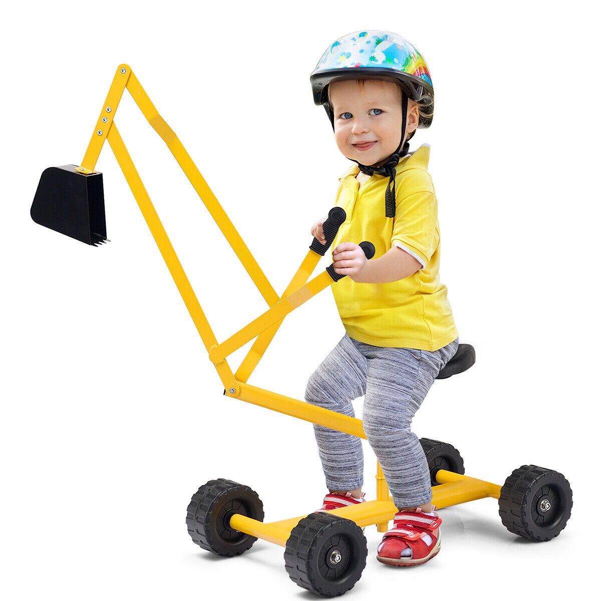 Heavy Duty Kid Ride-on Sand Digger Excavator, Yellow Sandboxes   at Gallery Canada