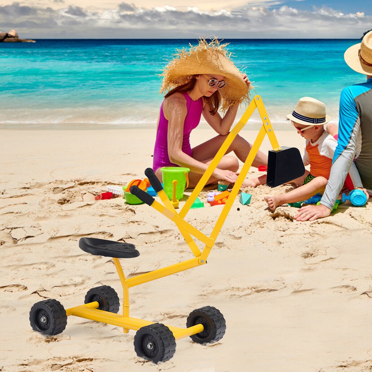 Heavy Duty Kid Ride-on Sand Digger Excavator, Yellow Sandboxes   at Gallery Canada