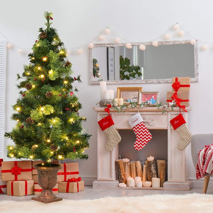 3'/4'/5' LED Christmas Entrance Tree w/ Red Berries Pine Cones-4', Green Christmas Tree   at Gallery Canada