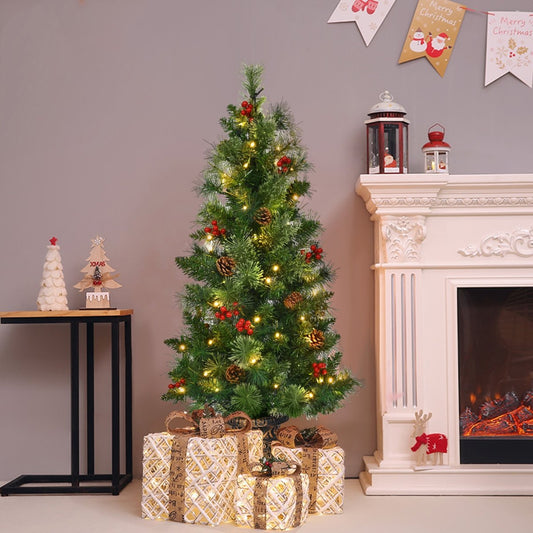 3'/4'/5' LED Christmas Entrance Tree w/ Red Berries Pine Cones-3', Green Christmas Tree   at Gallery Canada