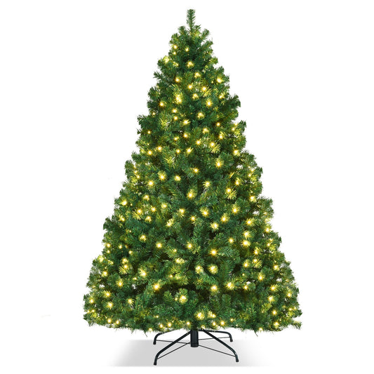 7.5 Feet PVC Artificial Christmas Tree with LED Lights-7.5 ft, Green Christmas Tree   at Gallery Canada