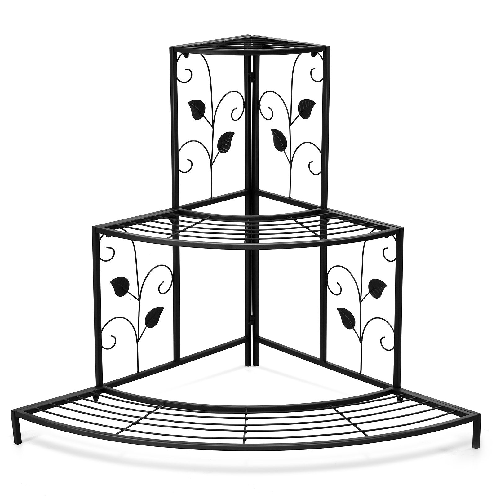 3 Tier Floral Corner Metal Plant Pot Rack, Black Plant Stands   at Gallery Canada