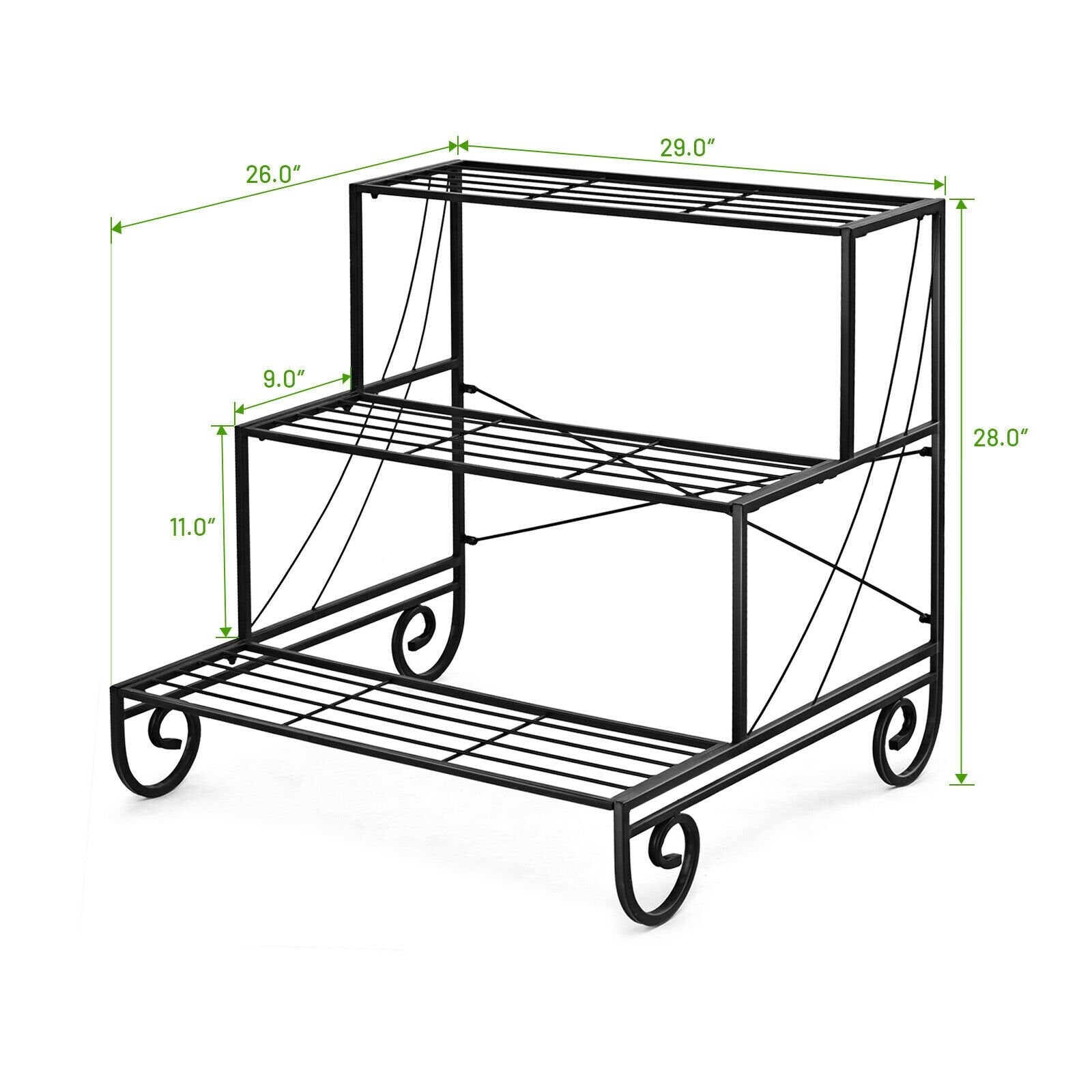 3 Tier Outdoor Metal Garden Planter Holder Shelf, Black Plant Stands   at Gallery Canada