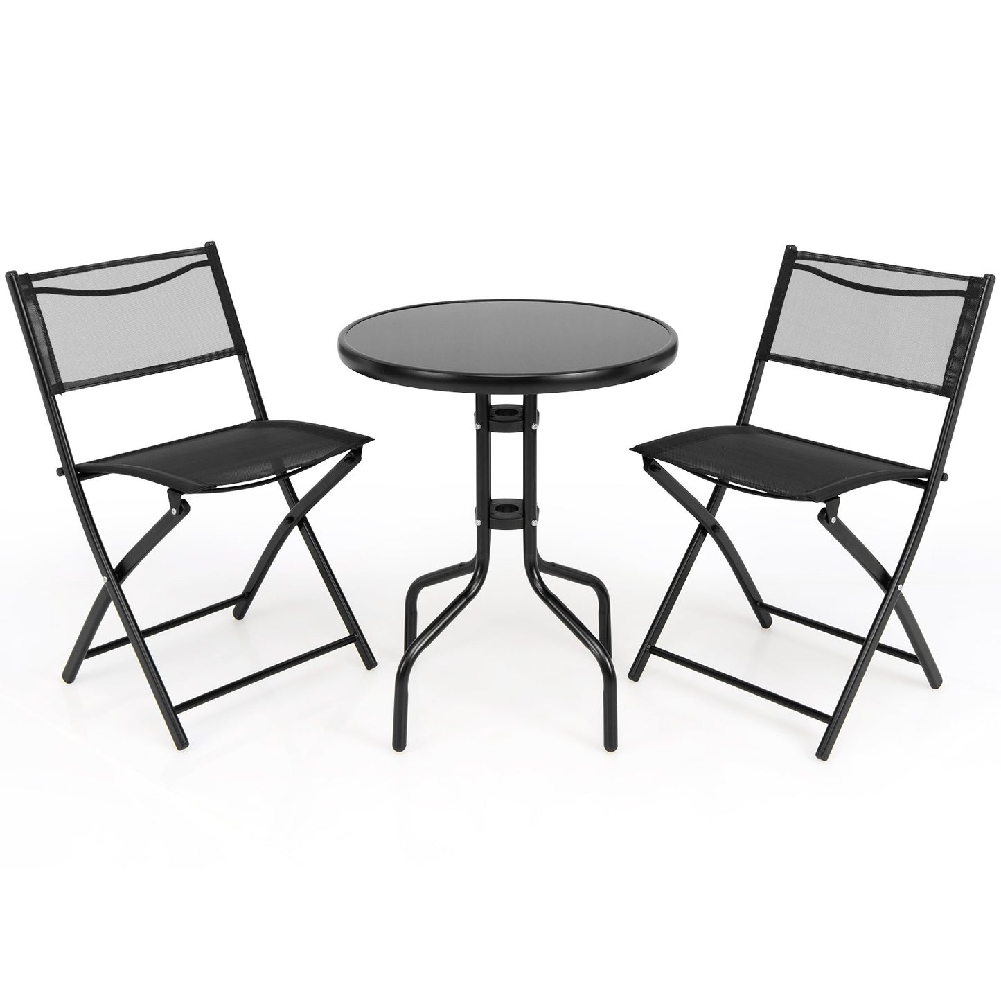 3 Pieces Folding Bistro Table Chairs Set for Indoor and Outdoor, Black Patio Conversation Sets   at Gallery Canada