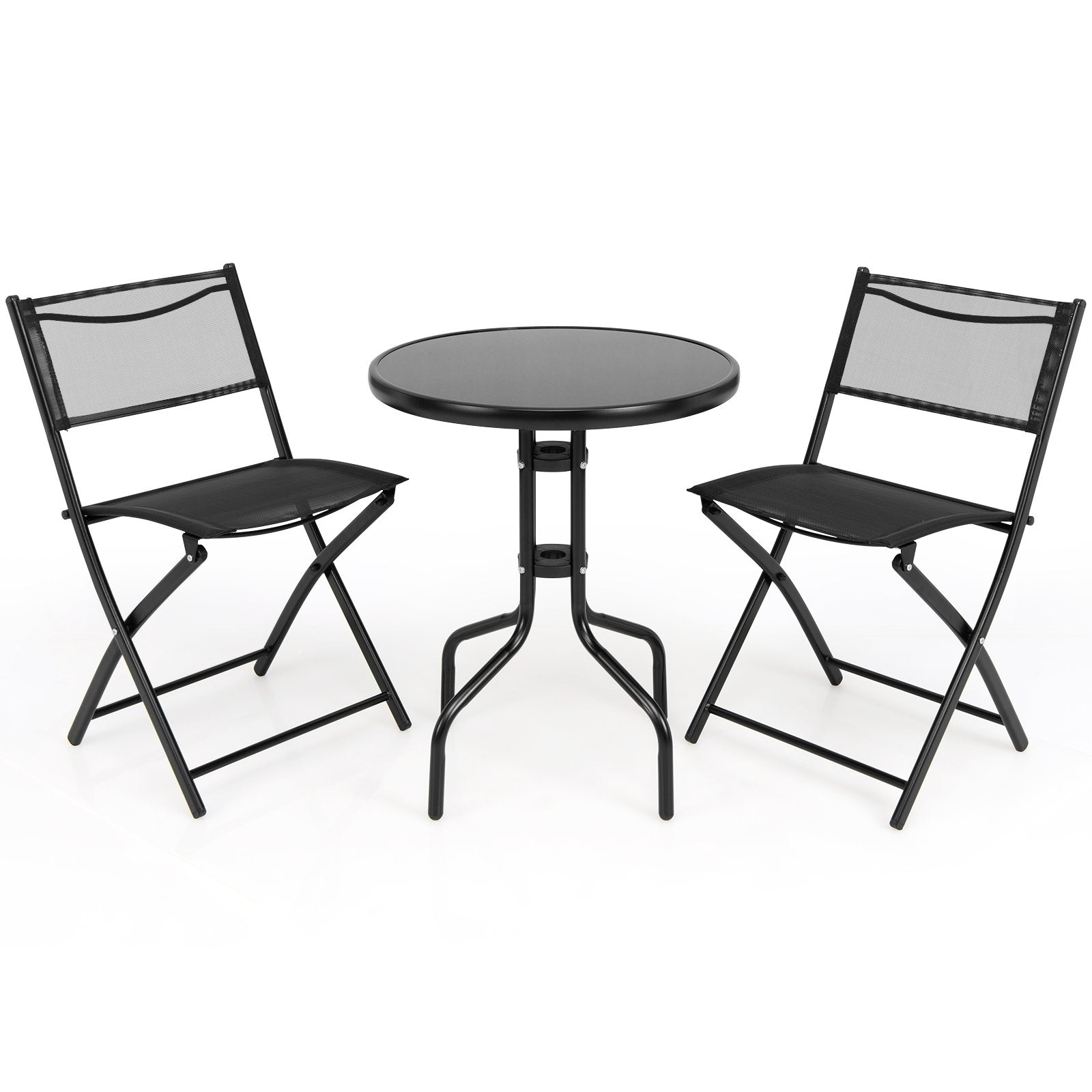 3 Pieces Folding Bistro Table Chairs Set for Indoor and Outdoor, Black Patio Conversation Sets   at Gallery Canada