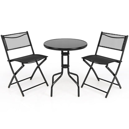 3 Pieces Folding Bistro Table Chairs Set for Indoor and Outdoor, Black Patio Conversation Sets   at Gallery Canada