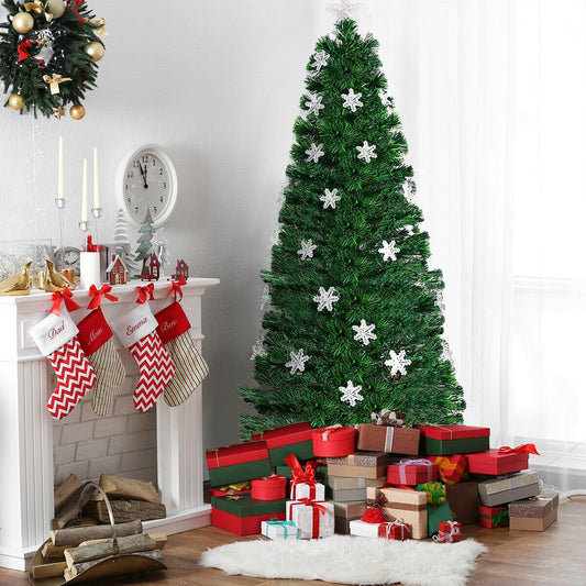 4 / 5 / 6 Feet LED Optic Artificial Christmas Tree with Snowflakes, Green Christmas Tree   at Gallery Canada