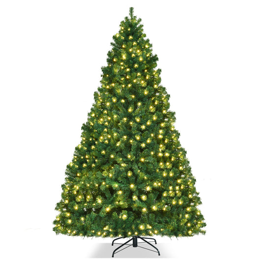 8 Feet PVC Artificial Christmas Tree with LED Lights-8 ft, Green Christmas Tree Green  at Gallery Canada