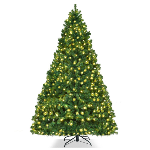 8 Feet PVC Artificial Christmas Tree with LED Lights-8 ft, Green