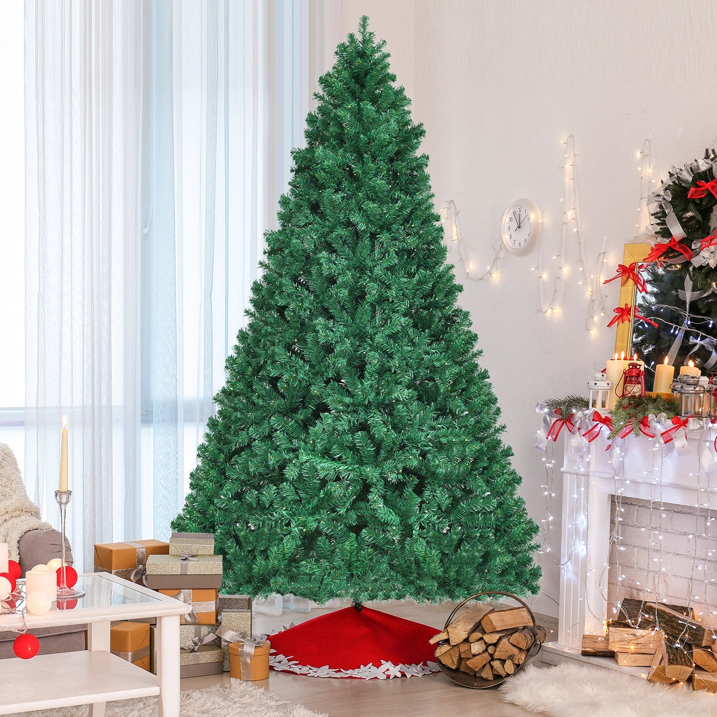 8 Feet PVC Artificial Christmas Tree with LED Lights-8 ft, Green Christmas Tree   at Gallery Canada