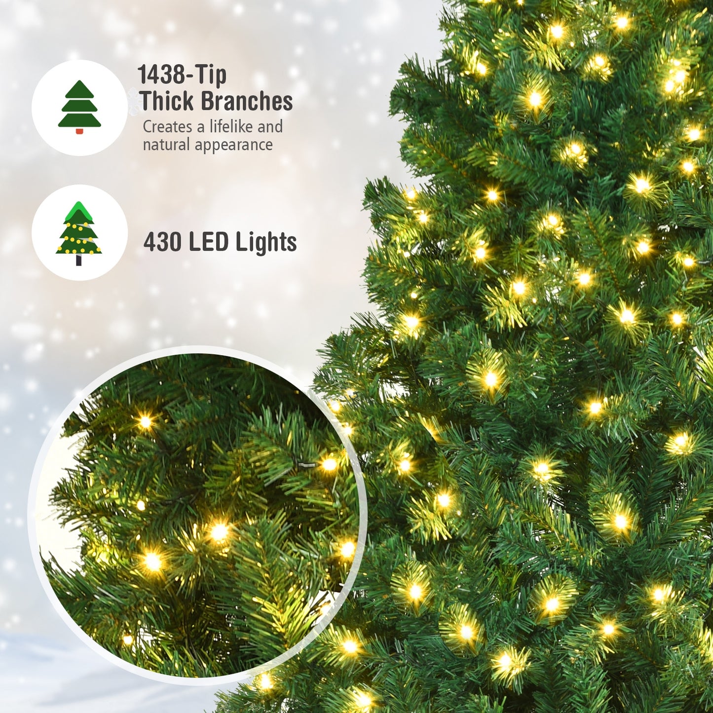 8 Feet PVC Artificial Christmas Tree with LED Lights-8 ft, Green Christmas Tree   at Gallery Canada