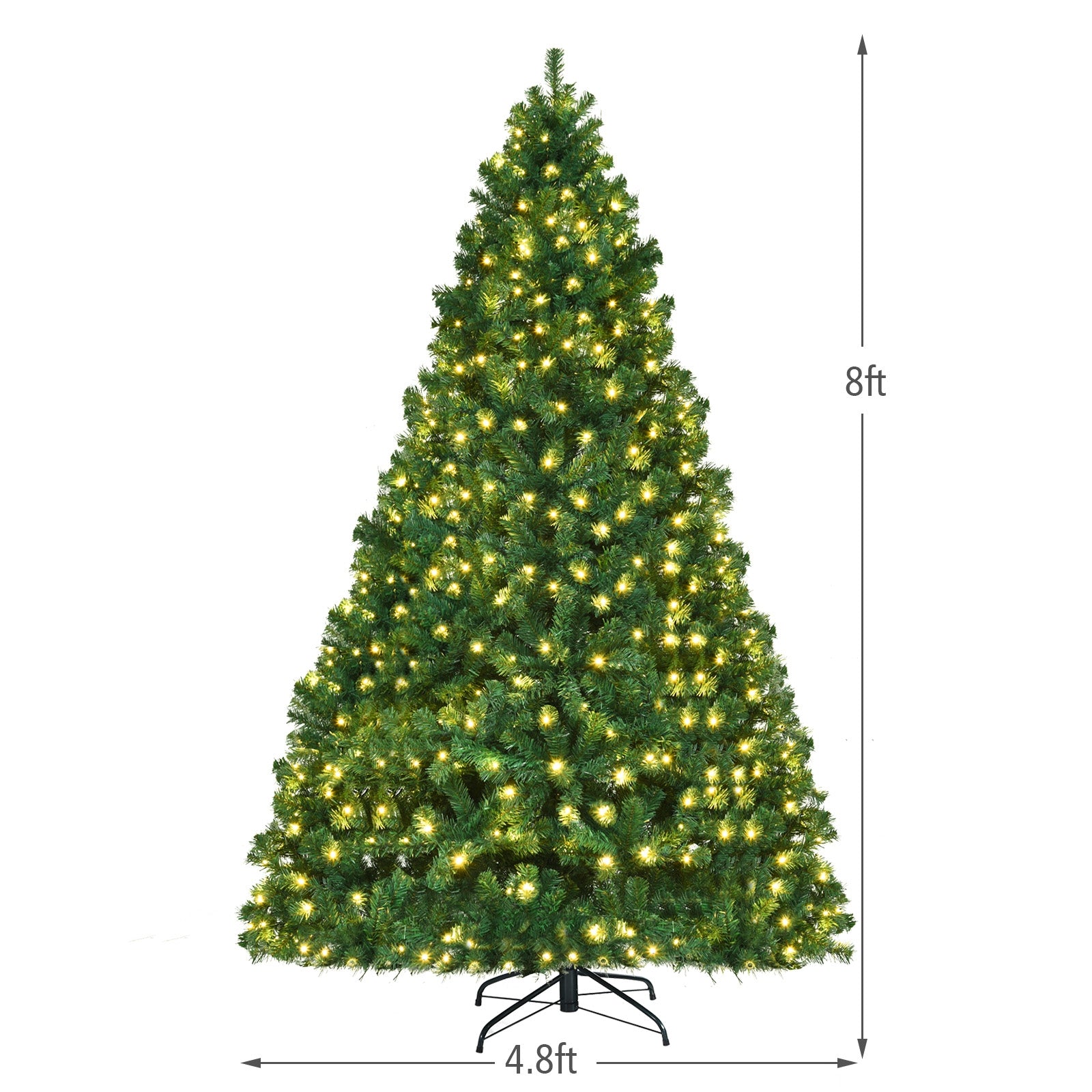 8 Feet PVC Artificial Christmas Tree with LED Lights-8 ft, Green Christmas Tree   at Gallery Canada