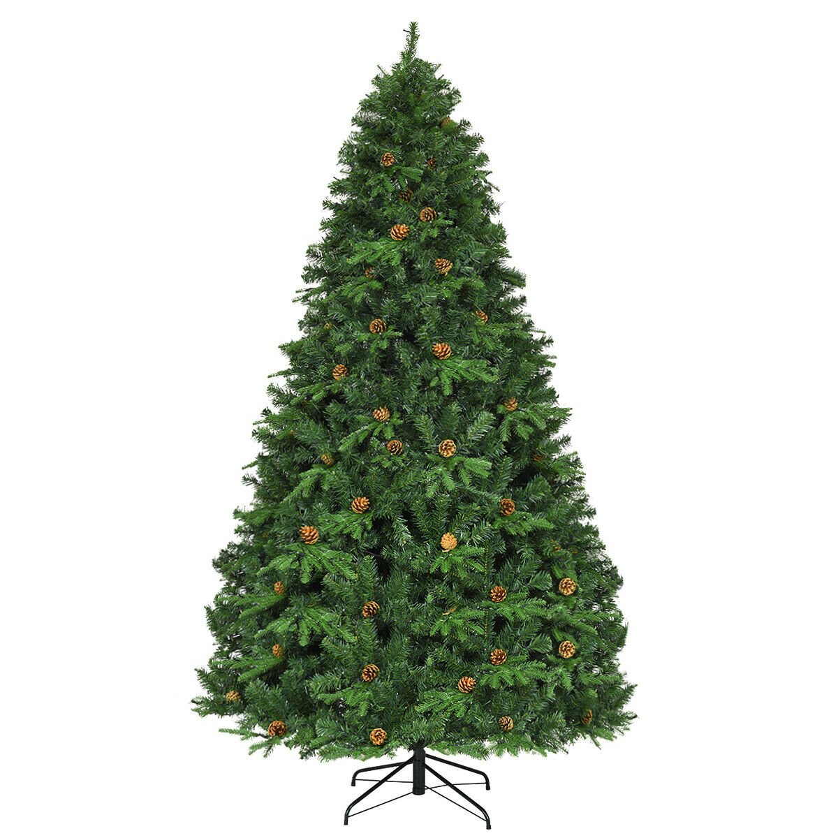 Flocked Artificial Christmas Tree with LED Lights and Pine Cones-8 ft, Green Christmas Tree   at Gallery Canada