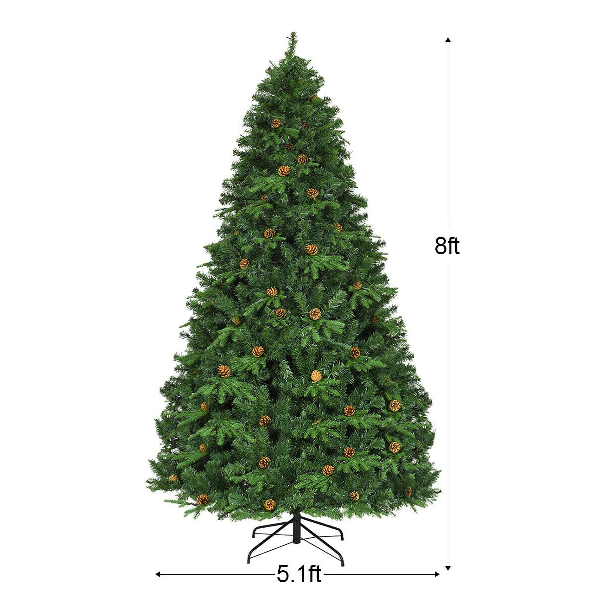 Flocked Artificial Christmas Tree with LED Lights and Pine Cones-8 ft, Green Christmas Tree   at Gallery Canada