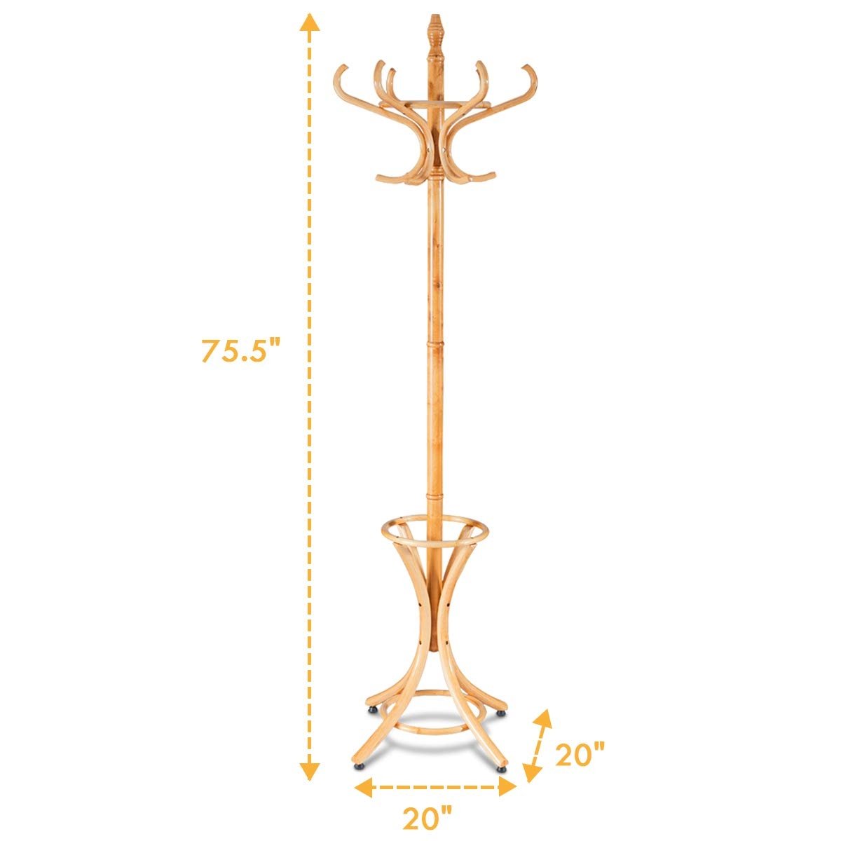 Wood Standing Hat Coat Rack with Umbrella Stand, Natural Coat Racks & Hall Trees   at Gallery Canada