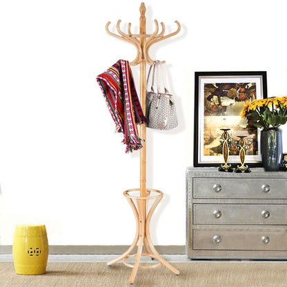 Wood Standing Hat Coat Rack with Umbrella Stand, Natural - Gallery Canada