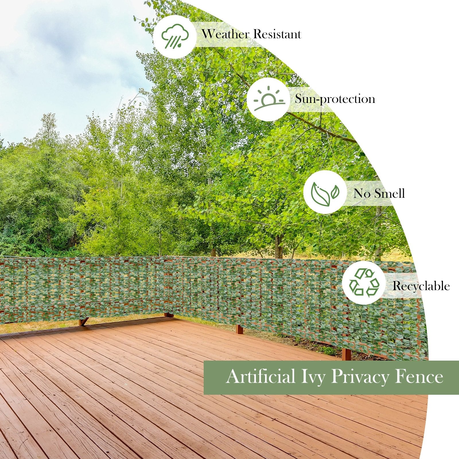 Faux Ivy Leaf Decorative Privacy Fence-59 x 118 Inch, Green Decorative Fencing & Flooring   at Gallery Canada