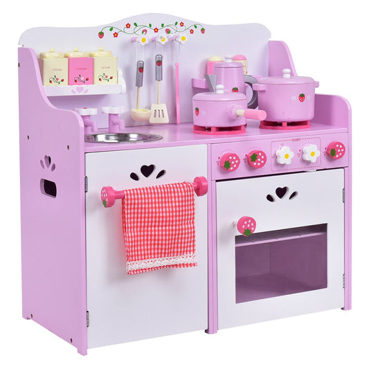 Kids Wooden Kitchen Toy Strawberry Pretend Cooking Playset Play Kitchen Sets   at Gallery Canada