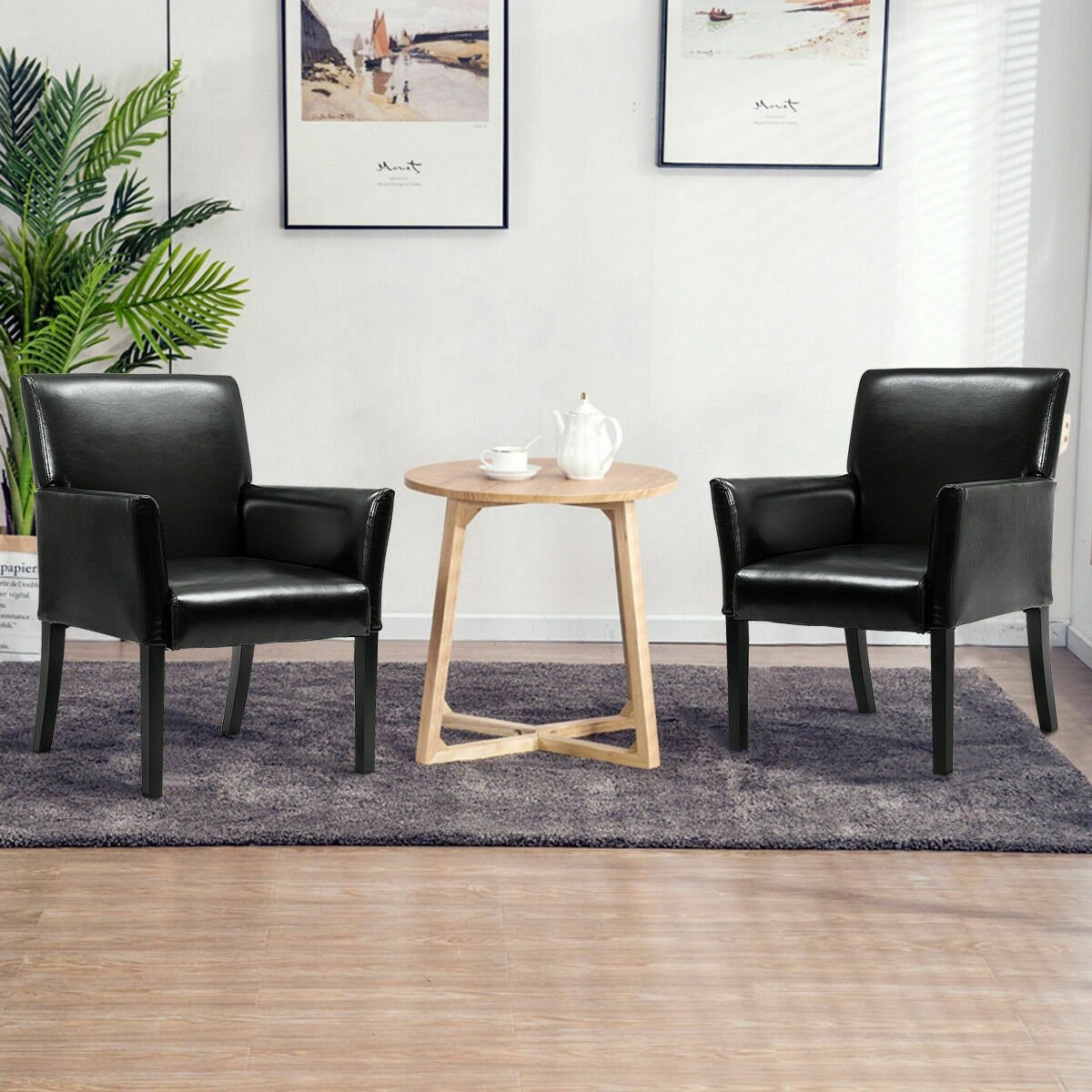 Modern PU Leather Executive Arm Chair Sofa, Black Accent Chairs   at Gallery Canada