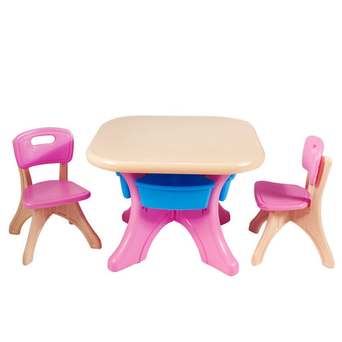 In/Outdoor 3-Piece Plastic Children Play Table & Chair Set, Multicolor