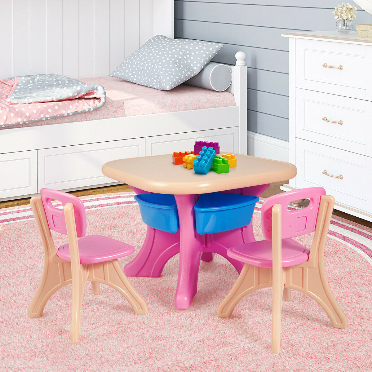 In/Outdoor 3-Piece Plastic Children Play Table & Chair Set, Multicolor Kids Table & Chair Sets   at Gallery Canada