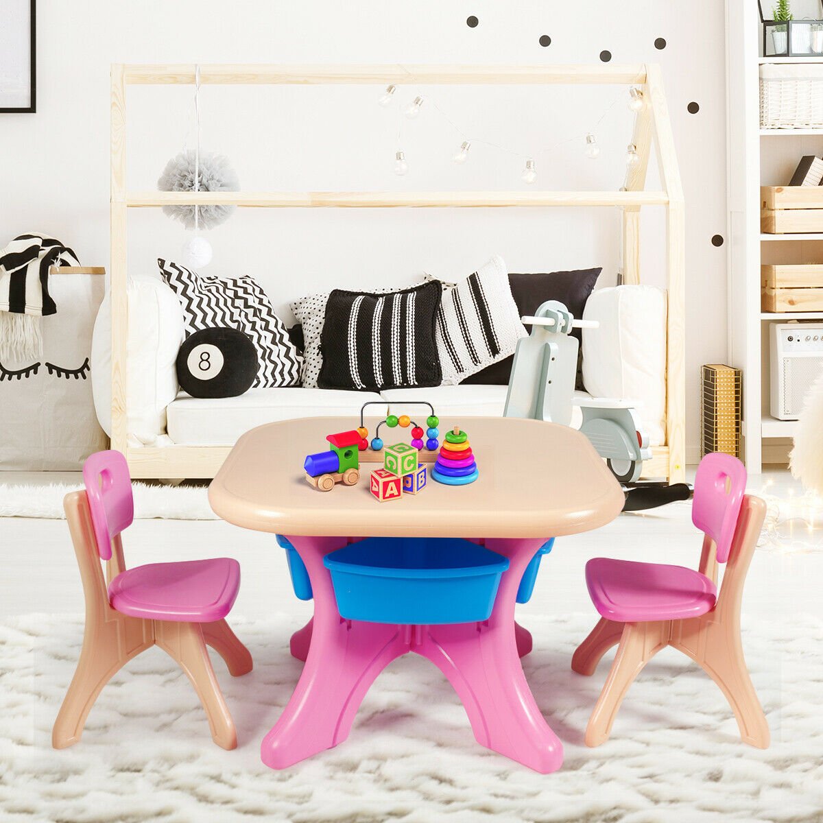 In/Outdoor 3-Piece Plastic Children Play Table & Chair Set, Multicolor Kids Table & Chair Sets   at Gallery Canada