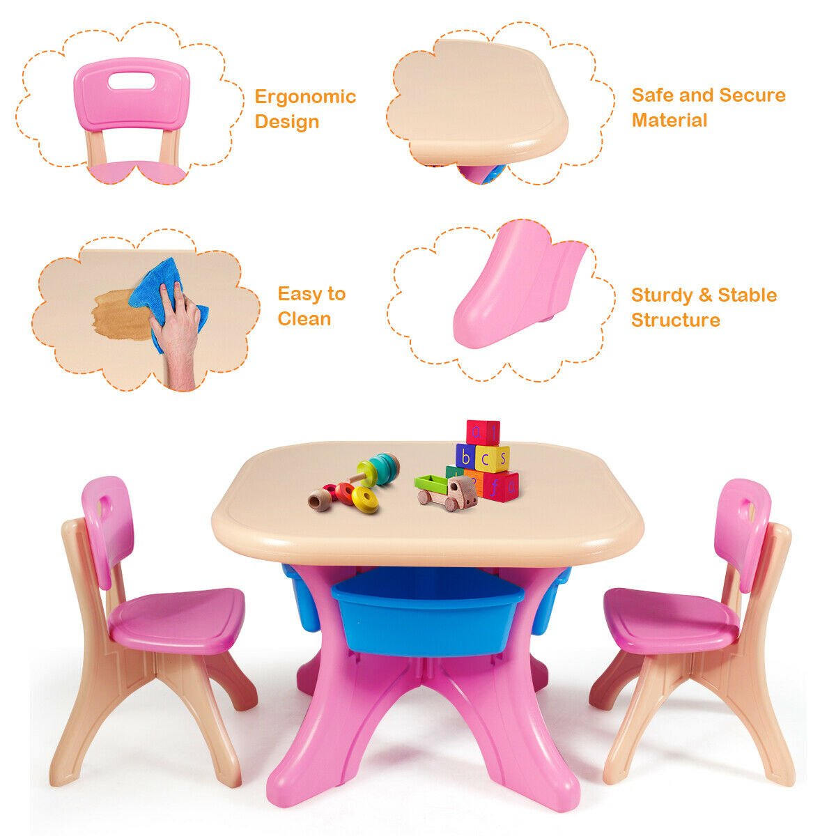 In/Outdoor 3-Piece Plastic Children Play Table & Chair Set, Multicolor Kids Table & Chair Sets   at Gallery Canada