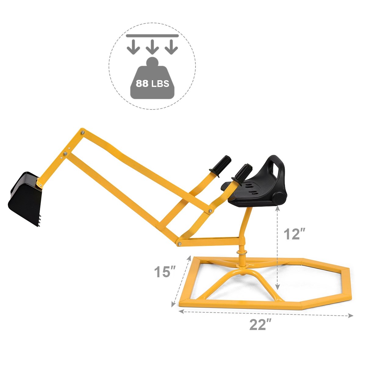 Heavy Duty Kid Ride-on Sand Digging Digger, Yellow - Gallery Canada
