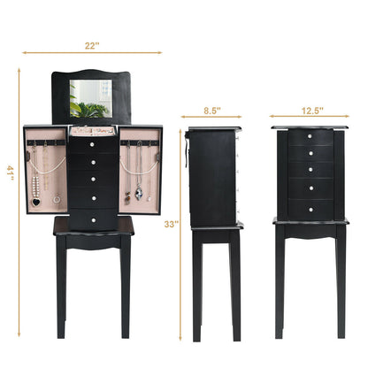 Wood Mirrored Jewelry Storage Chest Cabinet Jewelry Armoires   at Gallery Canada