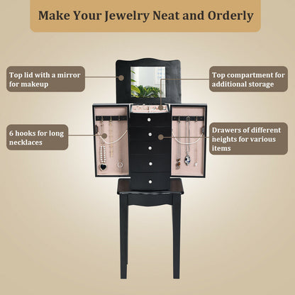 Wood Mirrored Jewelry Storage Chest Cabinet Jewelry Armoires   at Gallery Canada