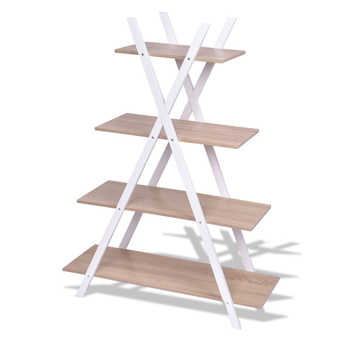 X-Shape 4-Tier Display Shelf Rack Potting Ladder, White Plant Stands   at Gallery Canada