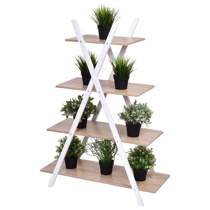 X-Shape 4-Tier Display Shelf Rack Potting Ladder, White Plant Stands   at Gallery Canada