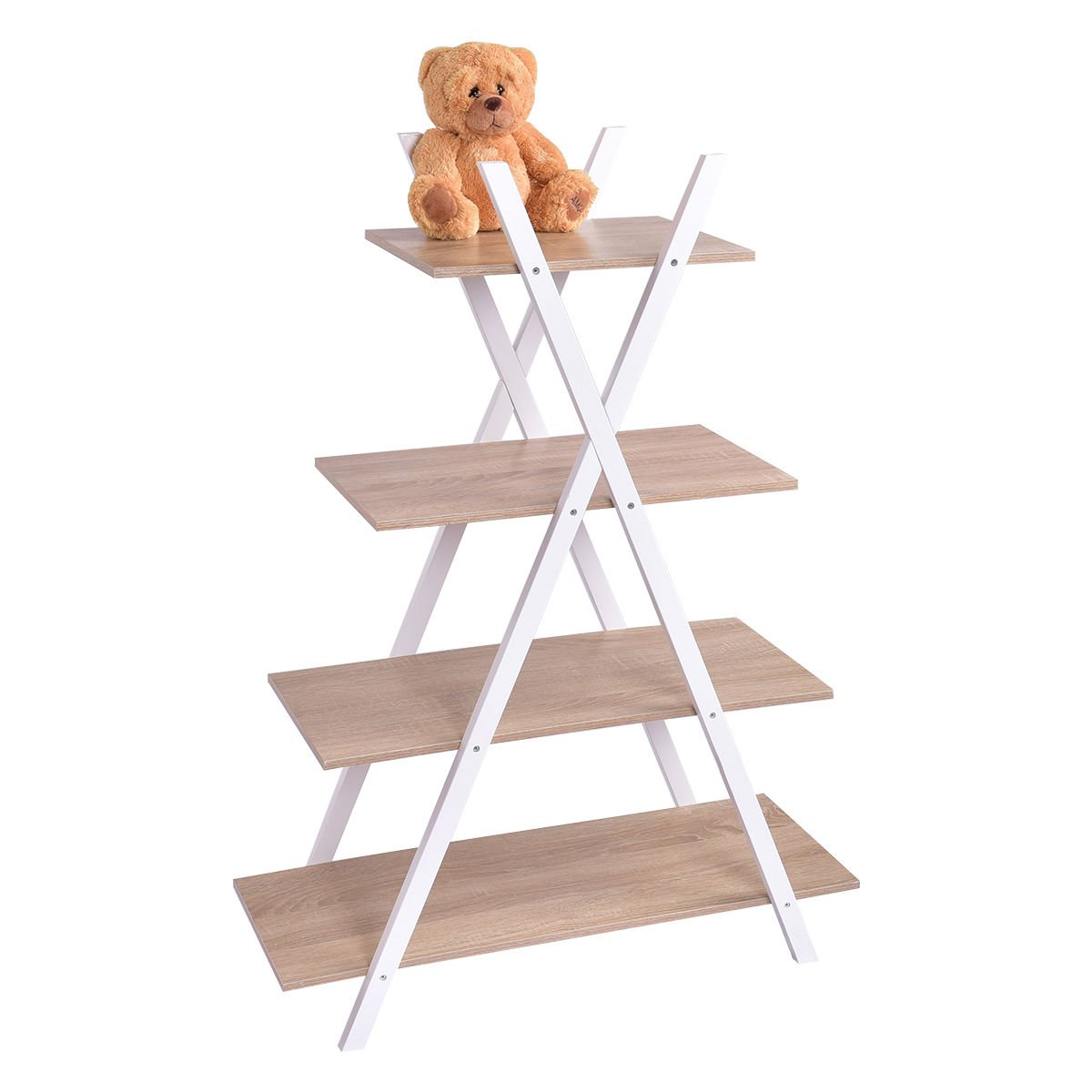 X-Shape 4-Tier Display Shelf Rack Potting Ladder, White Plant Stands White  at Gallery Canada