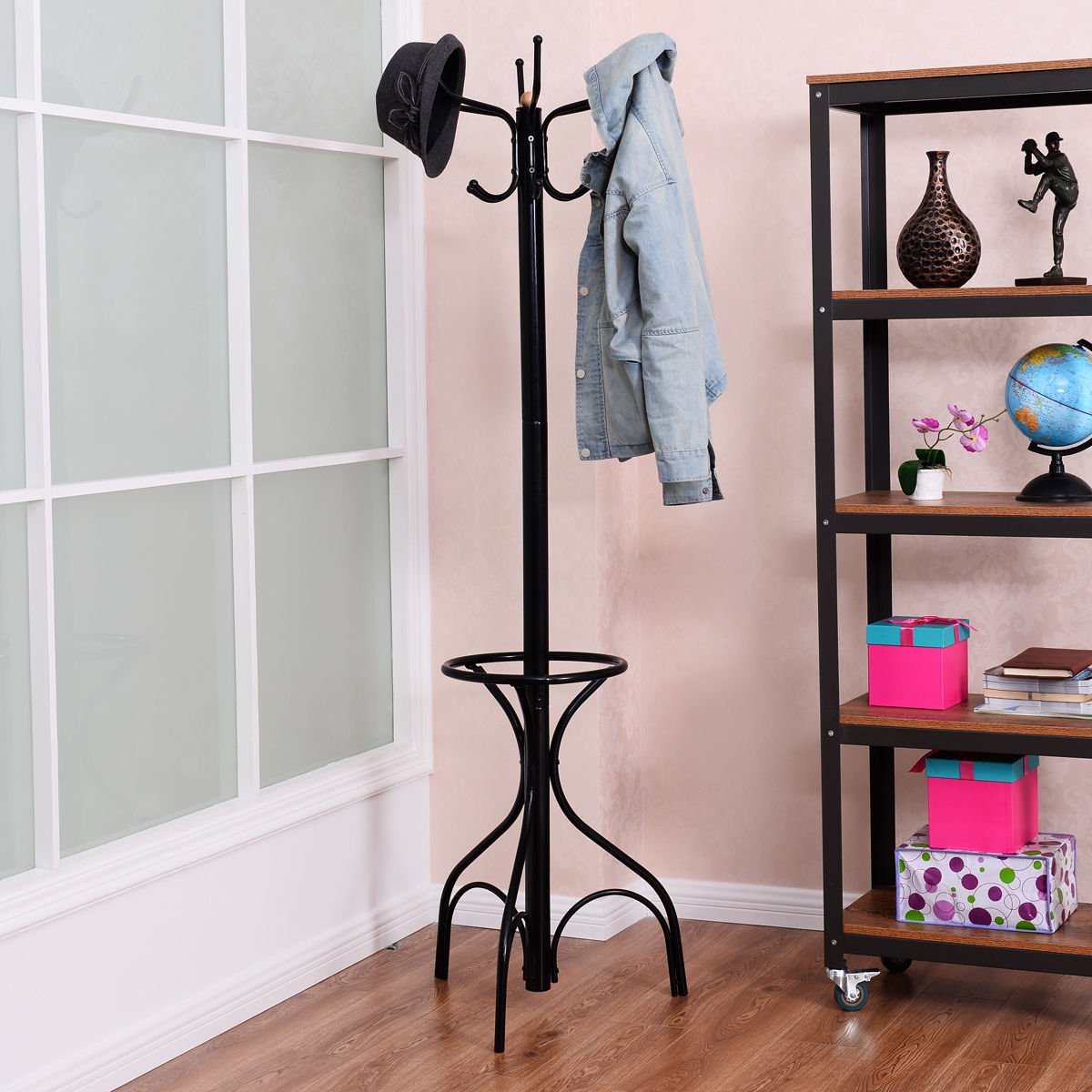 Vintage Metal Coat Hat Tree Stand Clothes Hanger, Black Coat Racks & Hall Trees   at Gallery Canada