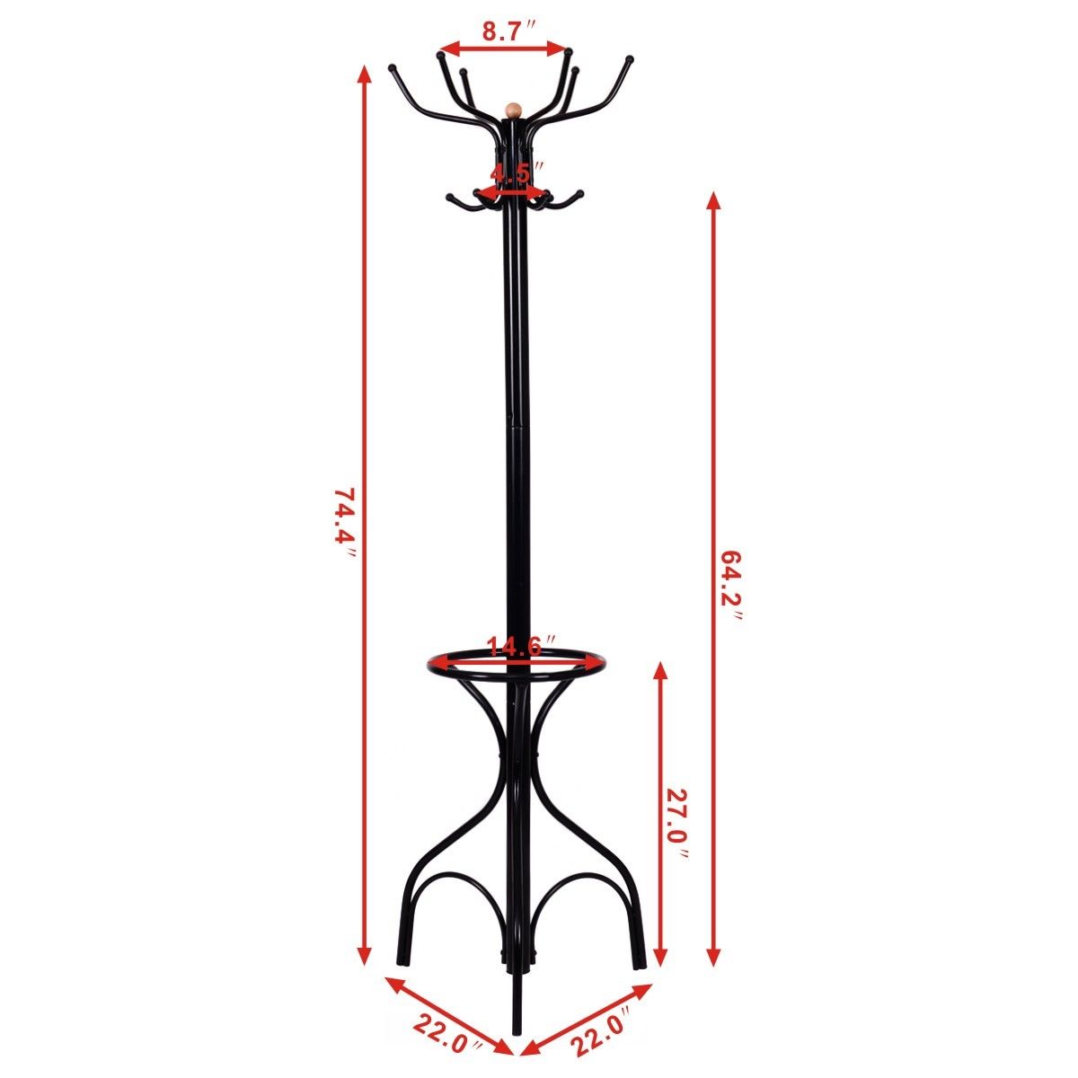 Vintage Metal Coat Hat Tree Stand Clothes Hanger, Black Coat Racks & Hall Trees at Gallery Canada