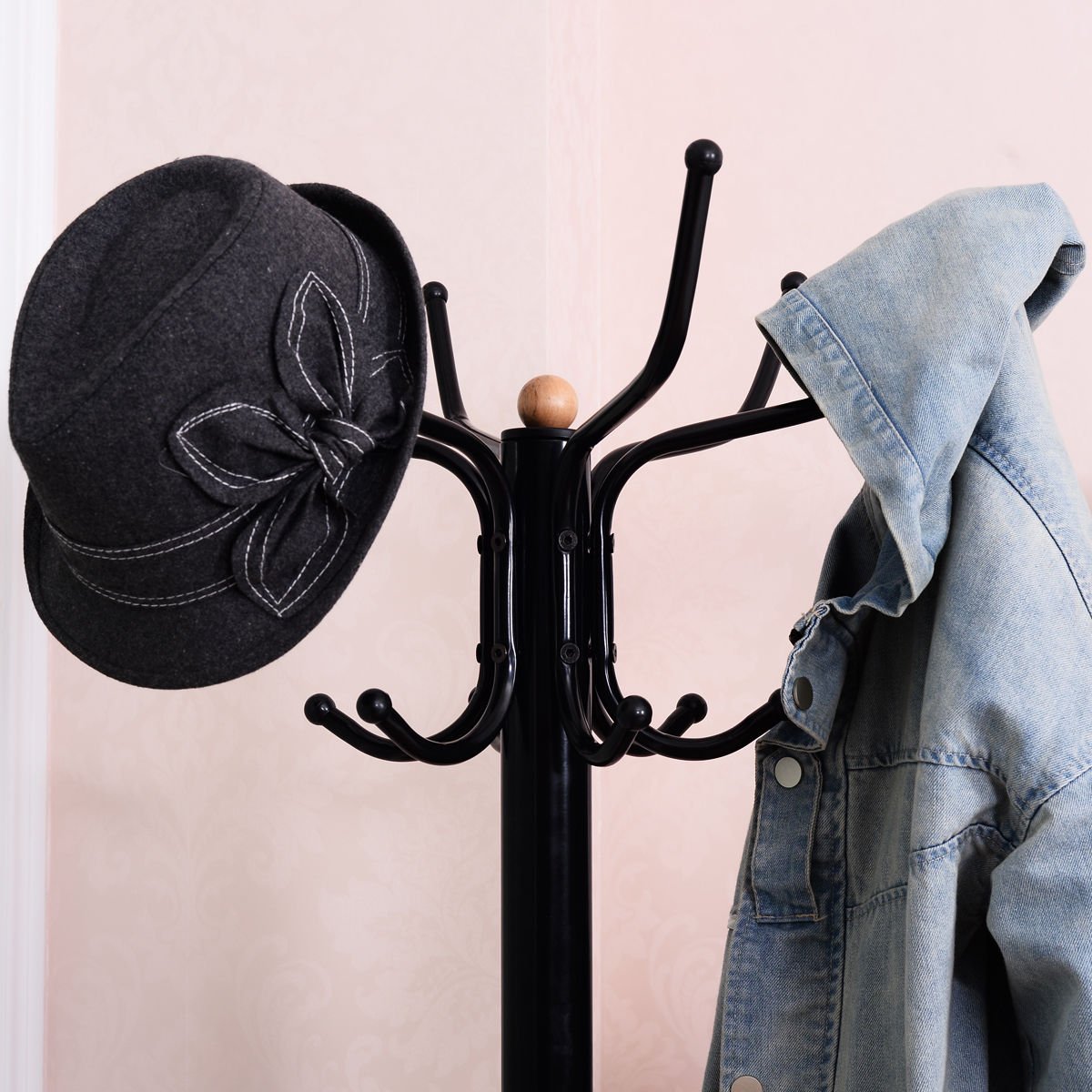 Vintage Metal Coat Hat Tree Stand Clothes Hanger, Black Coat Racks & Hall Trees   at Gallery Canada